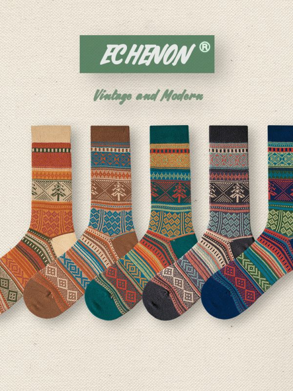 Men's Autumn/winter American Vintage Fine Combed Cotton Boneless Double Needle Path Mid-calf Socks Ameicakaka Socks Cityboy