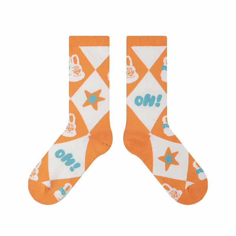 Hi Bobo Rabbit Series Socks Women's Sweet Girl Style Combed Cotton Socks Middle Tube Stretch Rakou 4 Color Optional Spot - Image 7