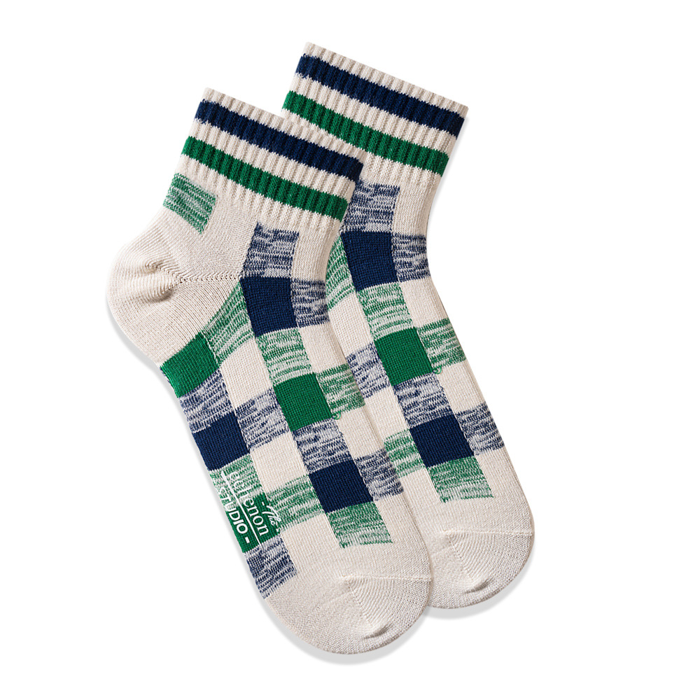 Japanese Cotton Socks Men: Retro Checkered Style - Spring Summer Tide - Image 7