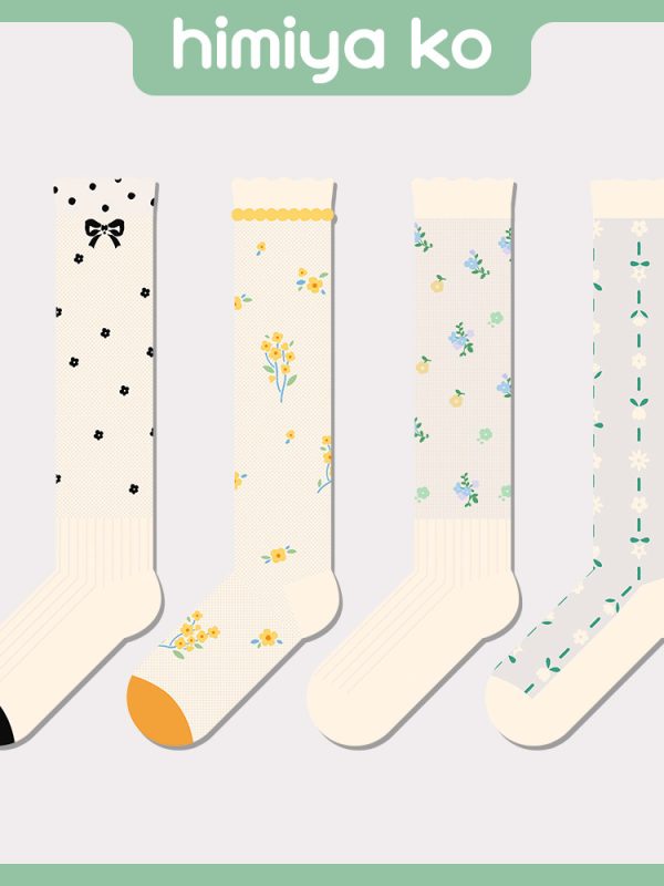 New Wave Dot Lace Student Ins Trendy Long Stocking Japanese Leg Socks Flower Countryside Style Fashion Women's Socks