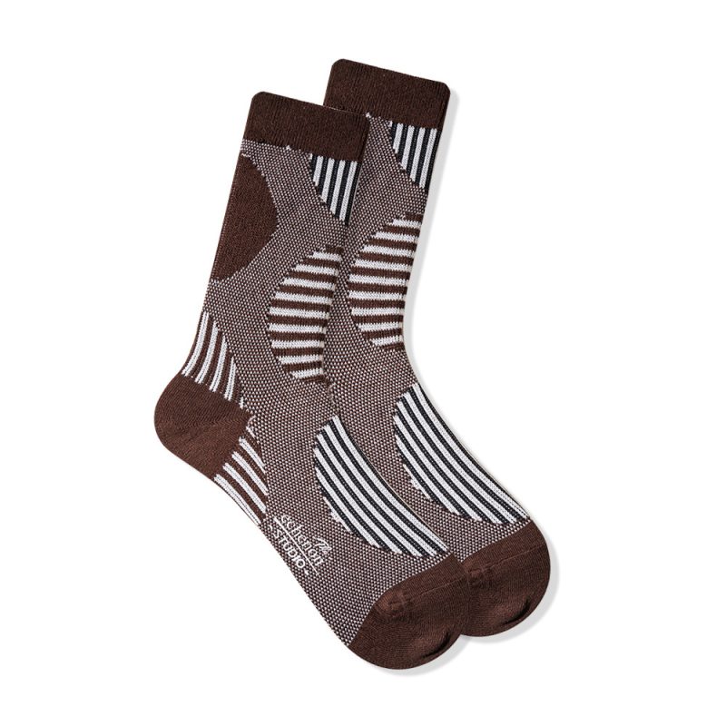 New socks men's double needle two-way socks Japanese geometric retro ethnic style thick thread cotton socks Sports men's socks - Image 7