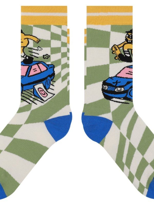 himiya ko four seasons socks women's original cartoon illustration mid-calf socks all-match trendy skin-friendly cotton socks wholesale