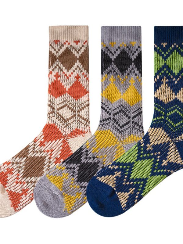 Autumn and Winter Japanese socks men's combed cotton vintage ameikaji fashion brand stockings thick thread knitted mid-calf length socks manufacturer