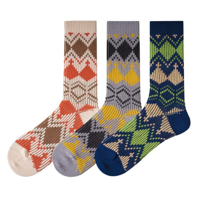 Autumn and Winter Japanese socks men's combed cotton vintage ameikaji fashion brand stockings thick thread knitted mid-calf length socks manufacturer