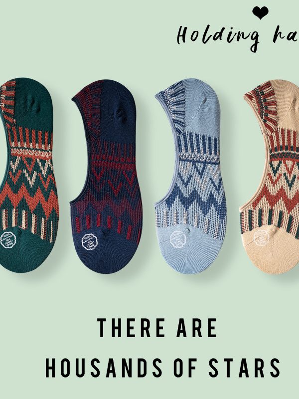 ECHENON socks women's spring and summer double needle double boneless combed cotton tide invisible boat Socks couple retro socks men