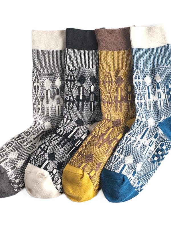 Japanese Style Cotton Men's Women's Couple Socks Vintage Ethnic Style Autumn/winter Trendy Stacked Socks Amazon