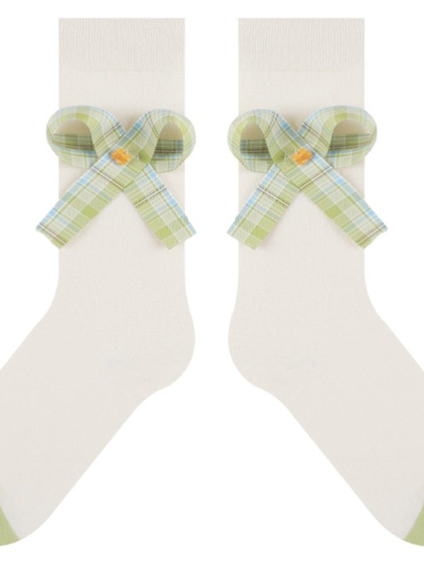 Himiya ko2025 socks women's small Qinghuan series designer three-dimensional bow quality Xinjiang cotton socks