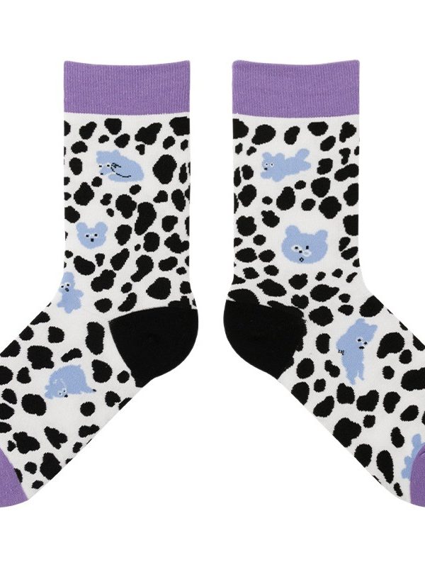 Himiya ko2025 autumn and winter socks for children Spotted Bear series simple versatile ins fashionable socks thickened Cotton