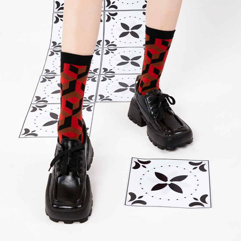 Dream Theft Socks: 2025 Spring/Summer Black Combed Cotton Tube Socks - Image 4