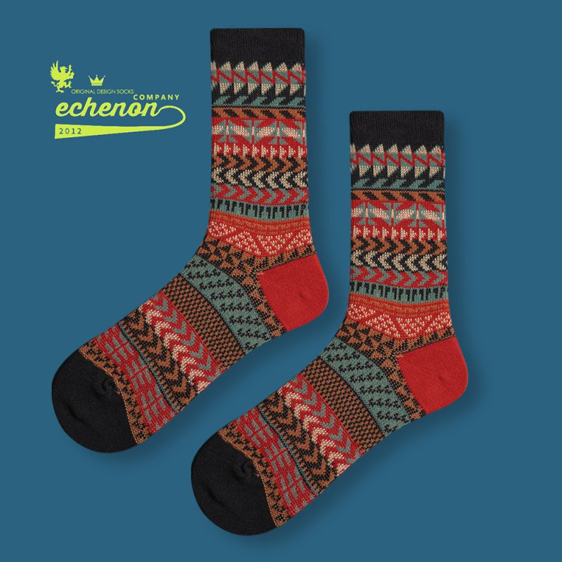 2024 new ethnic style autumn and winter  fashion brand men's and women's socks combed cotton boneless retro fashion lovers socks - Image 8