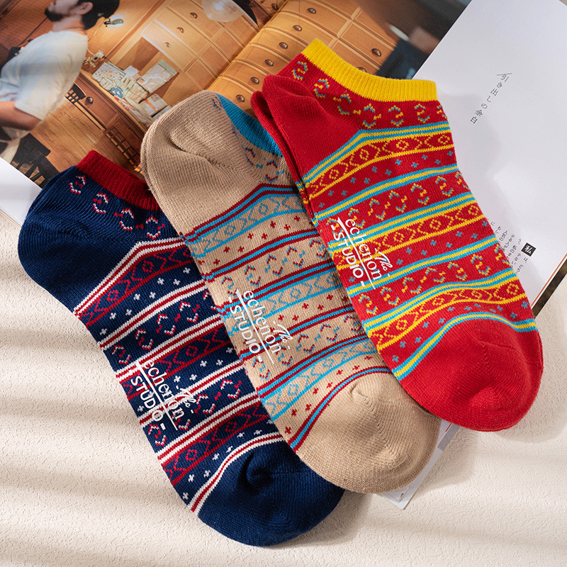 ECENON Men's Japanese Vintage Socks: Thin Summer Casual Cotton Boat Socks - Image 3
