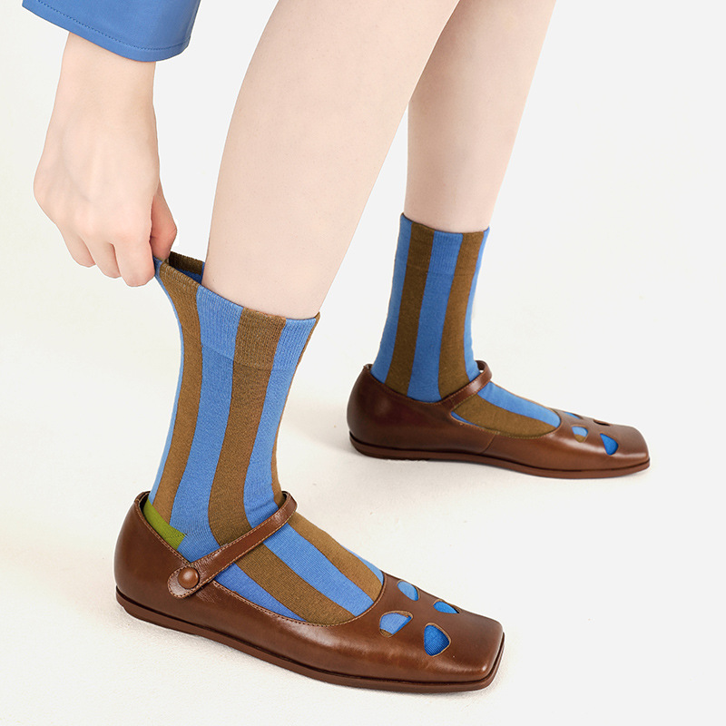 Colorful Striped Socks: Trendy Maillard Cotton Socks for Women - Image 3
