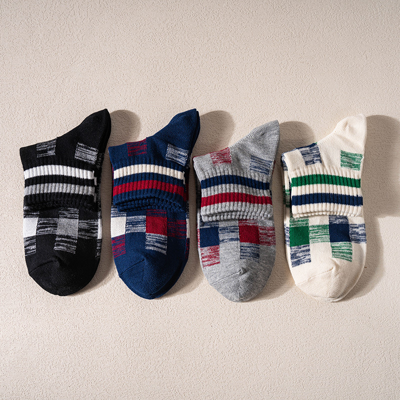 Japanese Cotton Socks Men: Retro Checkered Style - Spring Summer Tide - Image 2