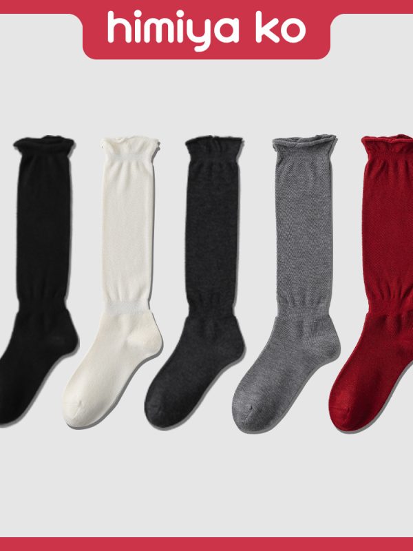 Himiya ko autumn grey roll-up stockings for women fashion trend stacked socks angora red calf socks