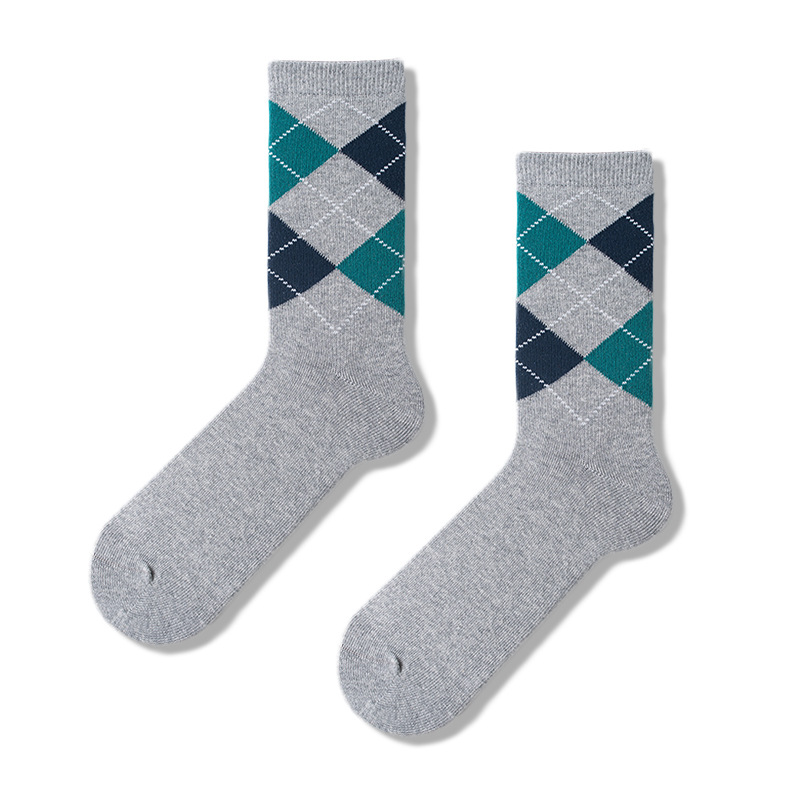Men's Plaid Socks: British Style Cotton Dress Socks for Fall & Winter - Image 7