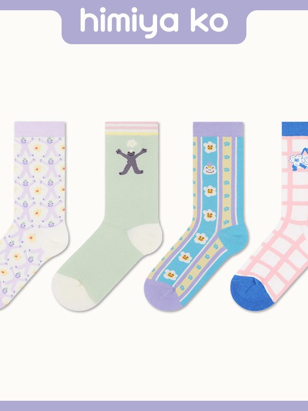 2025 spring on the new socks women, Frog Frog princess Series 2 illustration tube socks cute girl wind spot