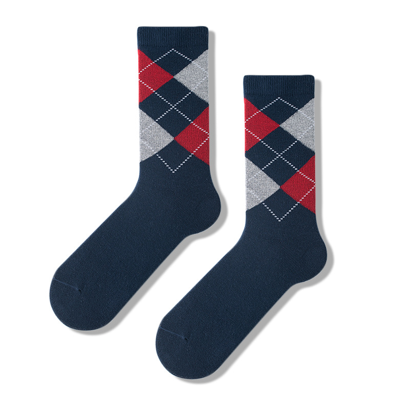 Men's Plaid Socks: British Style Cotton Dress Socks for Fall & Winter - Image 8