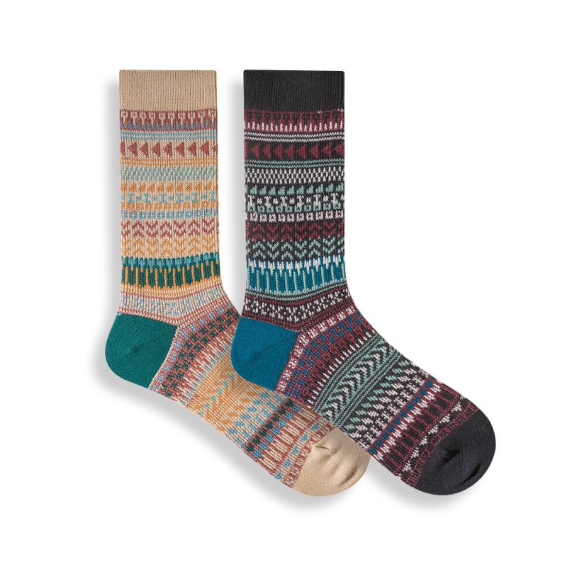 ECHENON Autumn and Winter Japanese Socks Men's Combed Cotton Boneless Trendy Retro Ethnic Style Double-Way Sports Mid-Length Socks - Image 5