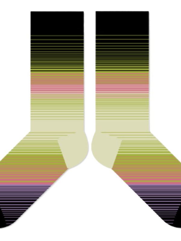 Original personalized light wave series mid-calf length socks color striped retro contrast color trendy socks for women