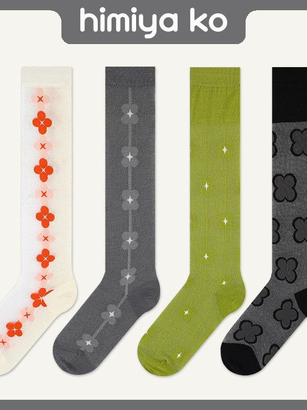 himiya ko Japanese JK socks for women, white lace calf socks, summer ultra-thin, ins trendy, internet celebrity small flower stockings