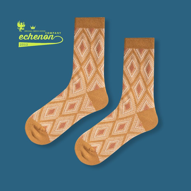 Echenon Men's Autumn/winter Fine Combed Cotton Socks Trendy Double-track Bone-less Vintage Street Style - Image 9