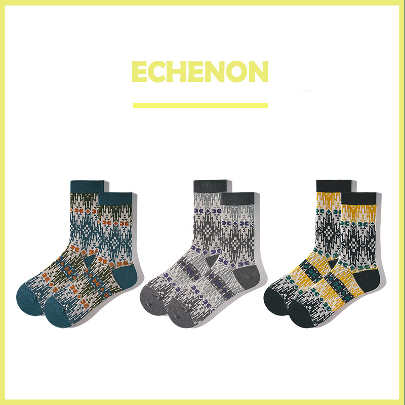 Men's Korean Cotton Socks: Fashion Long Tube Double Needle Autumn Winter