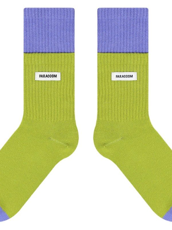 himiyako fashionable contrast color mid-calf length socks for women Autumn new double-mouth cotton socks Japanese striped socks for men