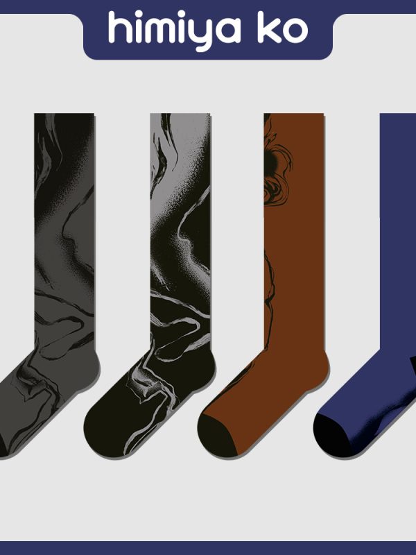 Autumn and winter new socks women simple personality calf socks original fashion design black and gray stockings versatile trend