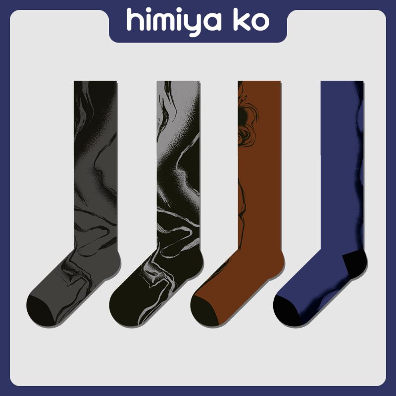 Autumn and winter new socks women simple personality calf socks original fashion design black and gray stockings versatile trend