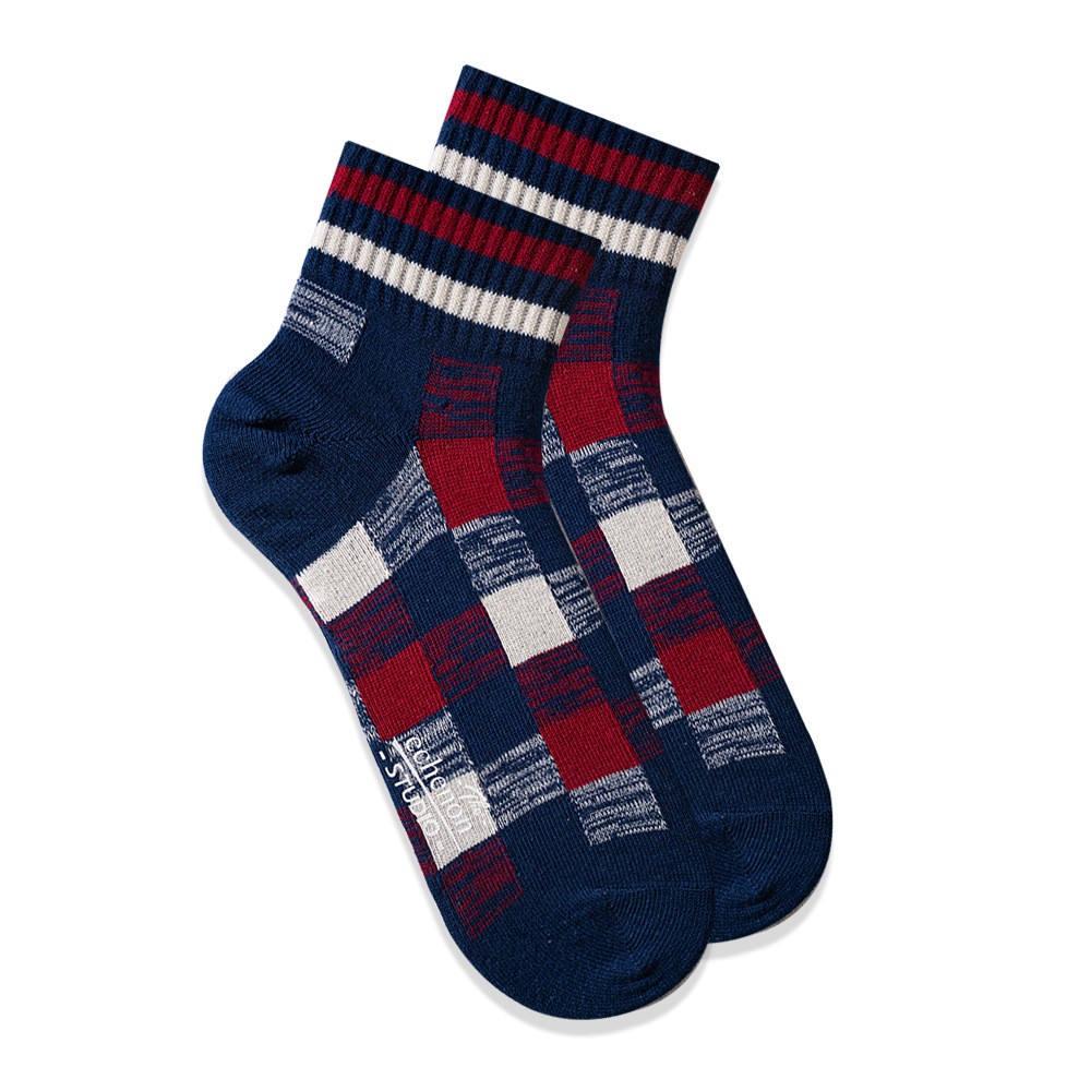 Japanese Cotton Socks Men: Retro Checkered Style - Spring Summer Tide - Image 6