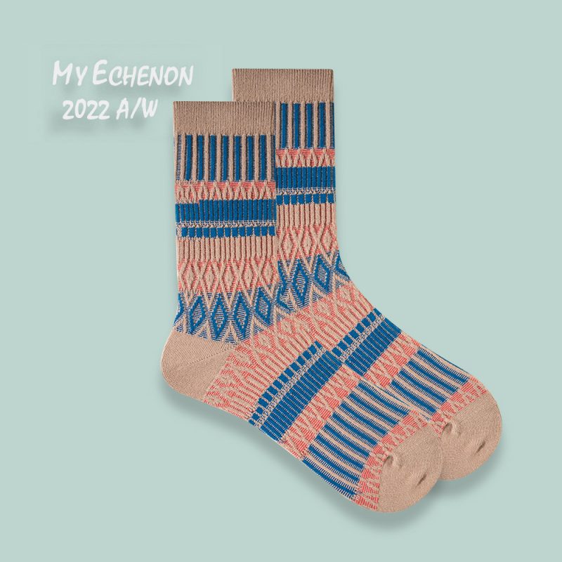 Autumn and Winter Socks Women's Double Needle Double Way Combed Cotton Boneless Women's Mid-length Socks Vintage Geometric Trendy Couple's Stockings - Image 8