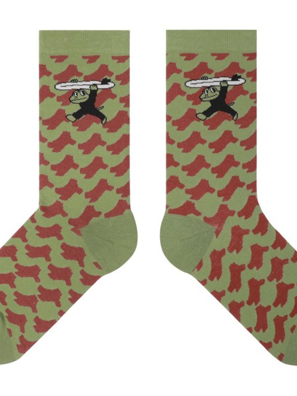 Himiya ko socks female frog princess sweet cool series Plaid camouflage couple style mid-calf socks combed cotton