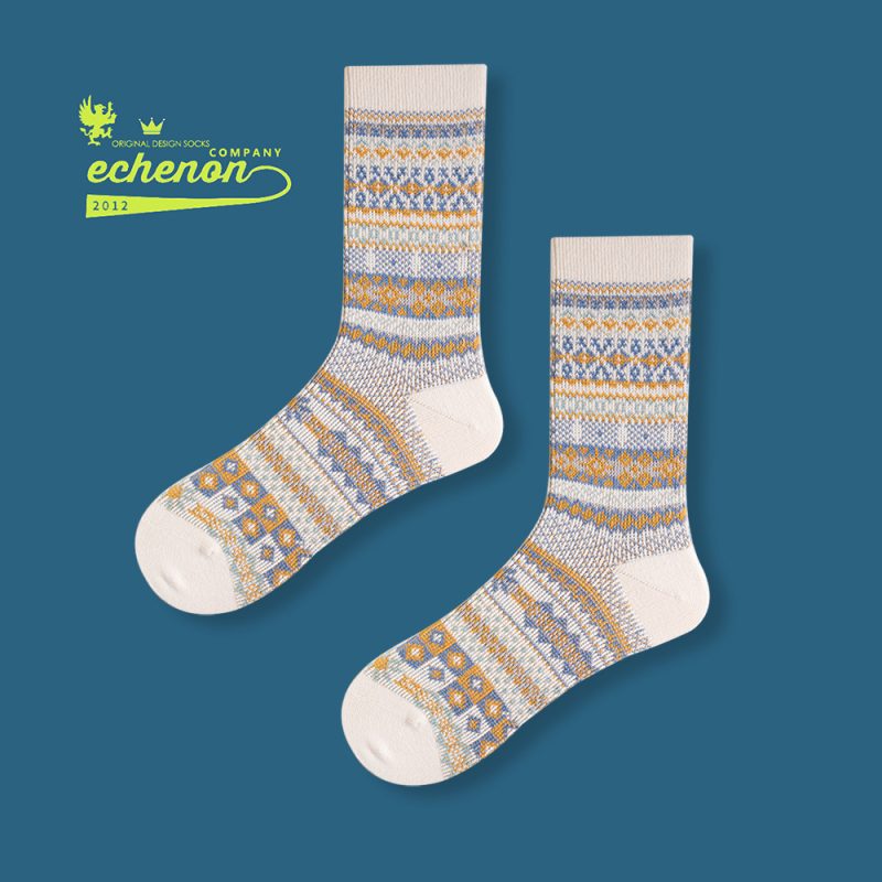 Autumn and winter socks boneless retro ethnic style two-way mid-calf length socks men and women couple combed cotton Sports women's socks - Image 11