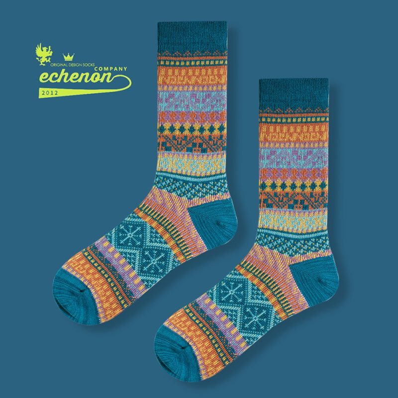 ECHENON Socks Men's Autumn and Winter Combed Cotton Double Needle Double Road Boneless American Style Ami Kaji Vintage Mid-length Socks Trendy - Image 10