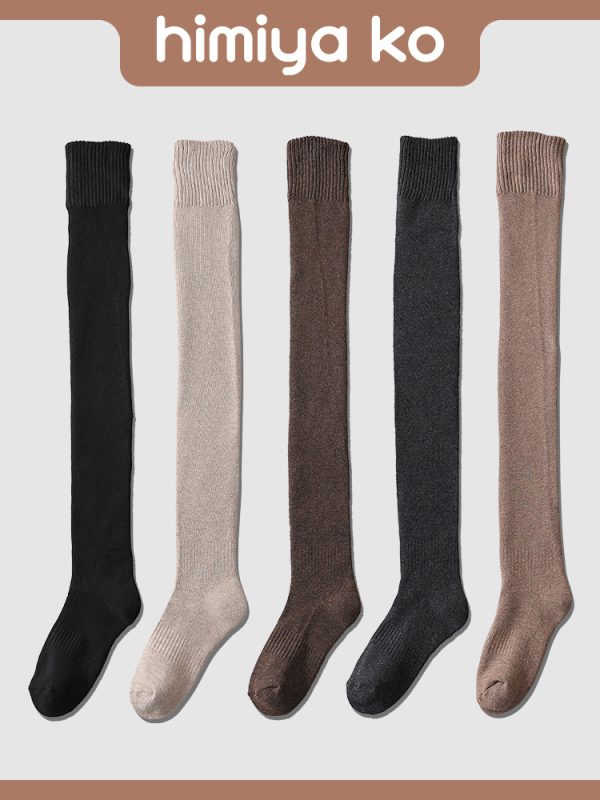 Over-the-knee socks for women autumn and winter thickened warm terry thigh socks solid color slimming non-slip long knee-high socks
