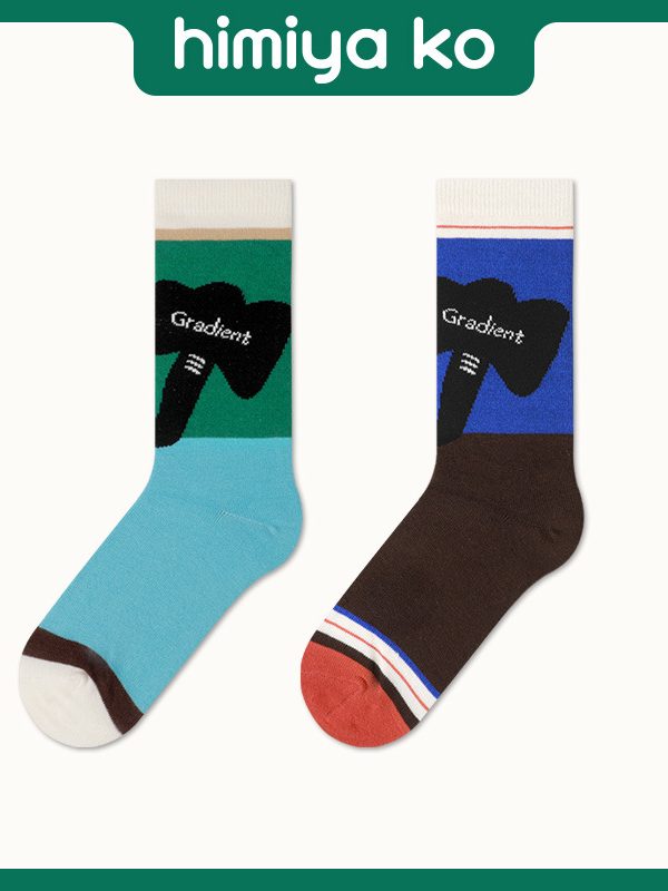 himiya ko Elephant Series, Original Mid-length Socks for Women Cute Simple Combed Cotton Four Seasons 2 Colors