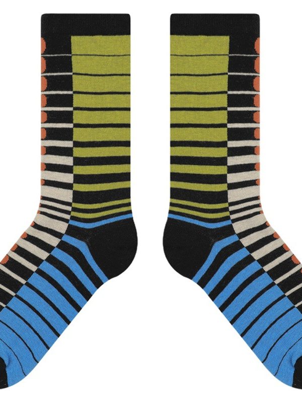 New Original Men's Socks Trendy Black and White Contrast Color Short Socks Student Sports Non-slip Sweat Absorbing Striped Mid-tube Socks for Women