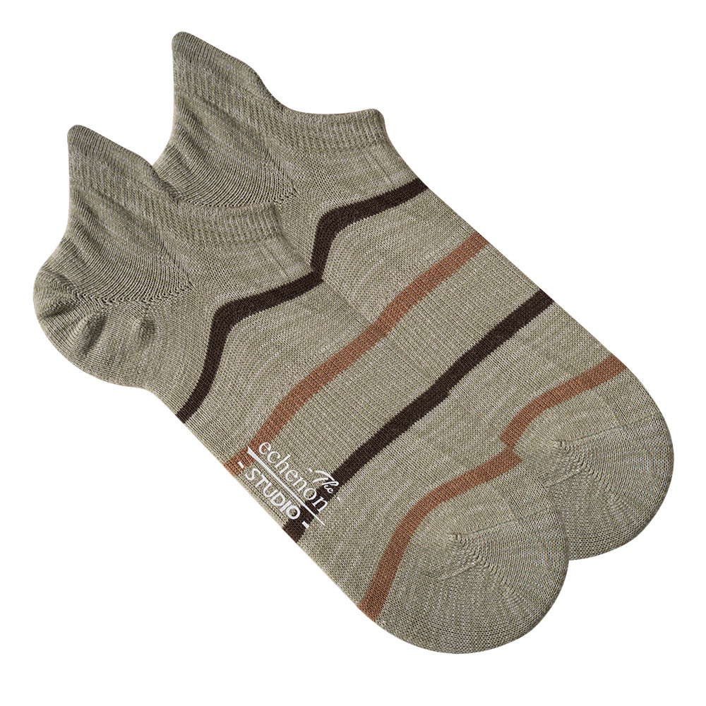 ECENON Men's Striped Ankle Socks: Japanese Style Summer Big Foot Heel - Image 7
