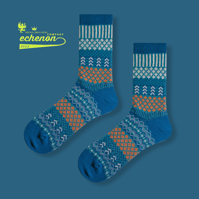 Echenon Retro Combed Cotton Socks: Warm Mid-Tube for Men & Women - Image 8
