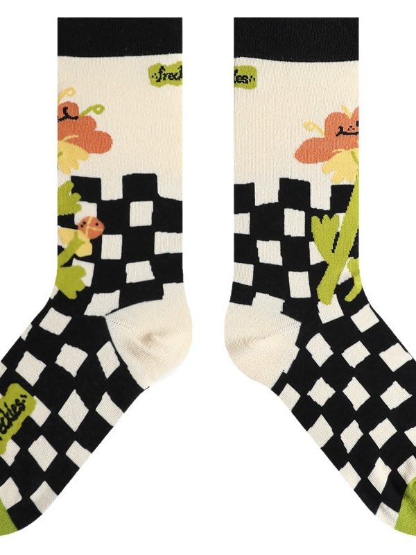 himiya ko color socks women's South Korea ins fashion trendy mid-calf length socks autumn and winter socks wholesale stall cotton socks