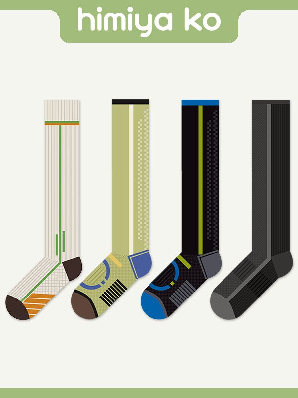 Spring and summer new striped contrast color basketball calf socks for men, trendy fashion, pressure sports, simple tennis socks for women