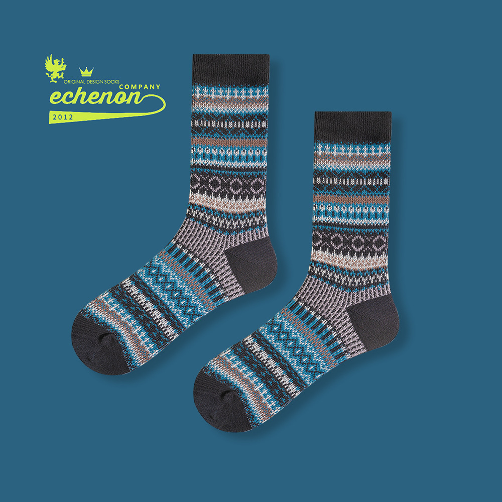 EChenon Men's Japanese Socks: Retro Ethnic Combed Cotton Mid-Length - Image 6