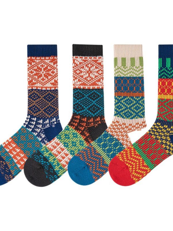 Socks men's and women's autumn and winter fashion brand ameikaji American red Ji tooling ethnic style thickened thick thread double needle two-way socks