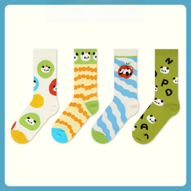 himiya ko Original Cartoon Panda Socks Women's Sweet All-match Cotton Socks Autumn New Fashionable Mid-length Socks - Image 2