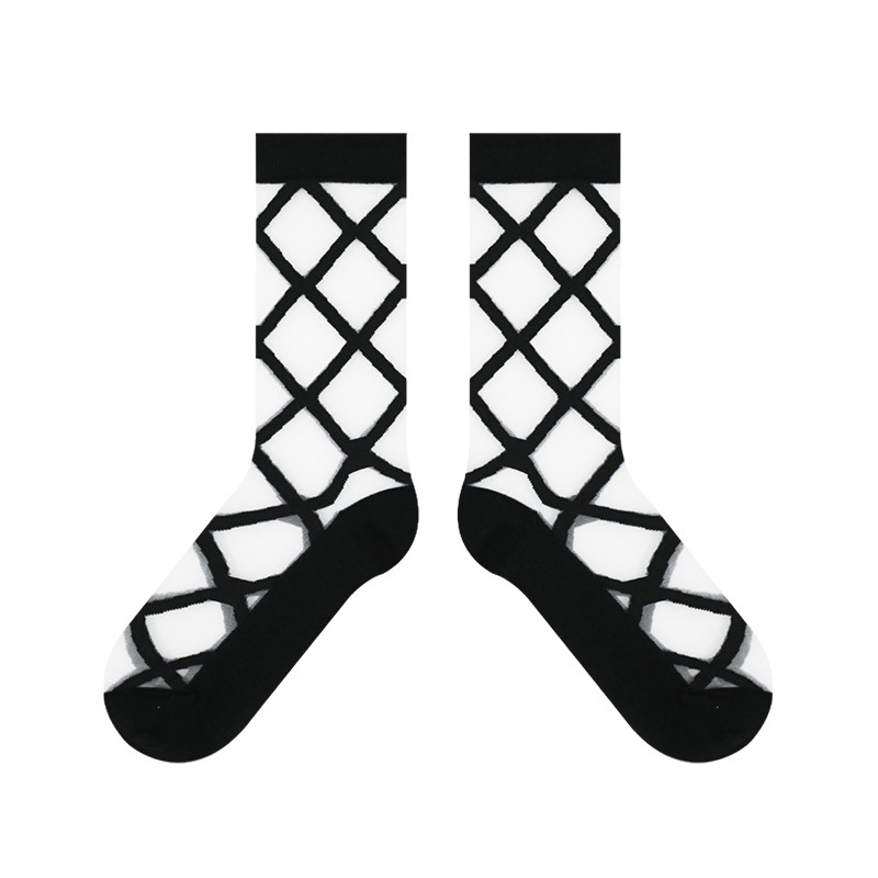 Rhombus Crystal Socks: Women's Ultra-Thin Summer Breathable Tube Socks - Image 6