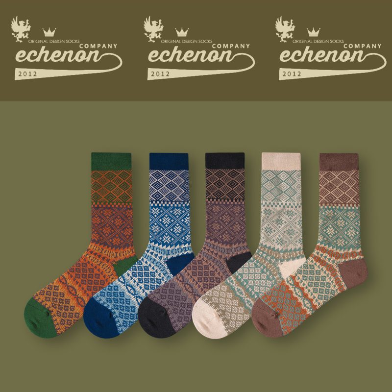 Autumn and winter new socks male combed cotton double needle double boneless American A Mei Khaki retro lovers - Image 2