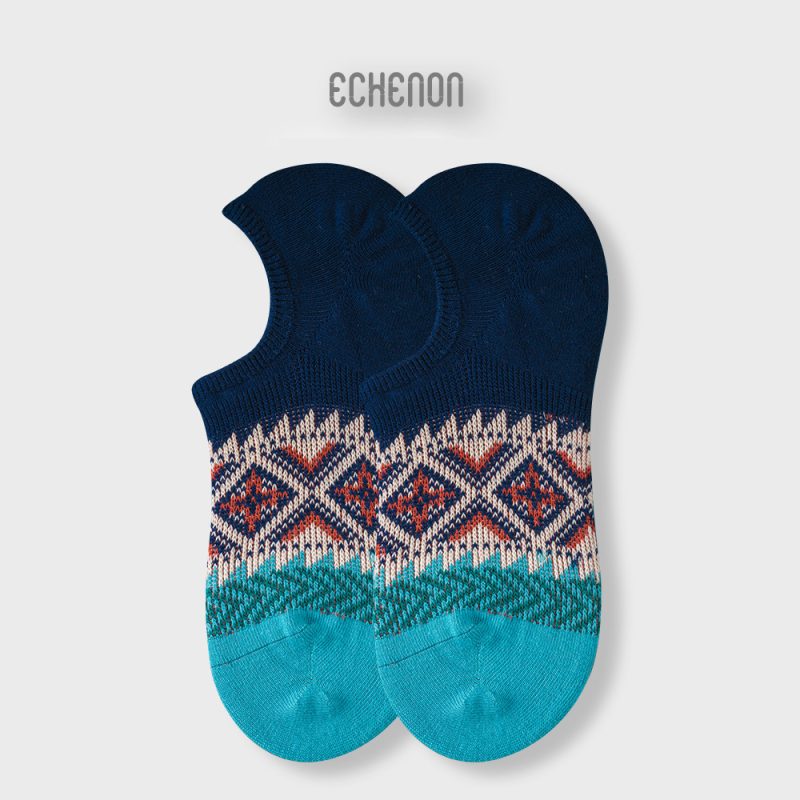 ECHENON socks women's spring and summer double needle double-way boneless combed cotton trendy invisible boat Socks couple retro socks men - Image 11