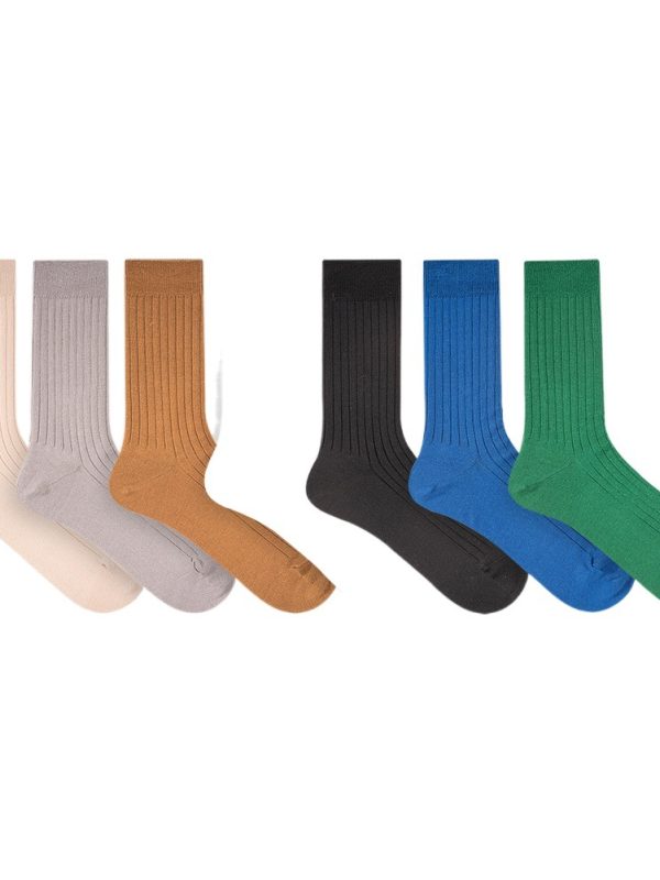 ECHENON new socks men's thin Four Seasons boneless 60 double mercerized cotton men's casual tube socks