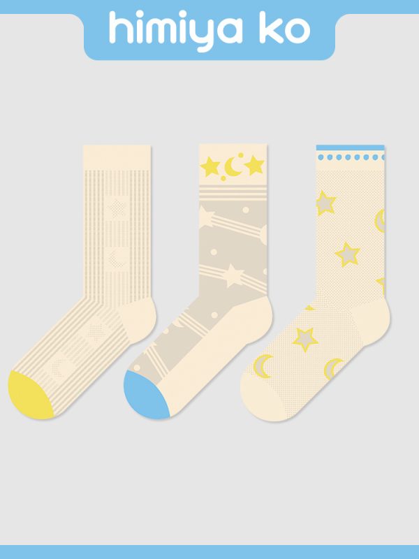 Summer new glass silk tube socks women's sweet wind five-pointed star breathable mesh socks cute cartoon cotton socks