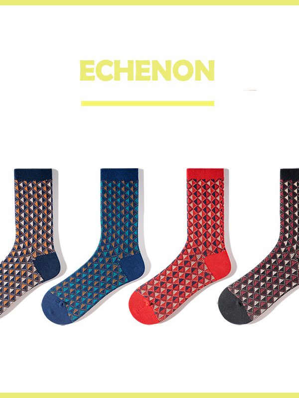 Autumn and Winter new socks men's combed cotton boneless two-way Fashion Women's retro diamond plaid mid-calf socks couple